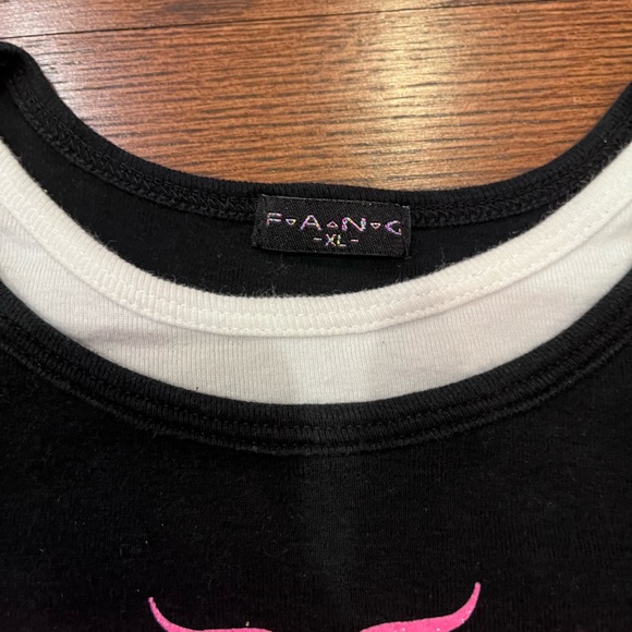 Vintage Y2k Black & Pink Graphic Long Sleeve Top Indie Cyber Scene Grunge 90s - Picture 8 of 14